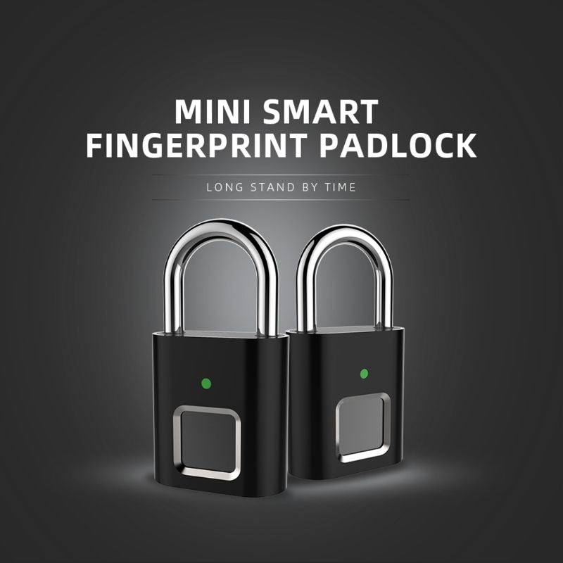 Mini Smart Biometric Thumbprint Door Padlocks Rechargeable Door Lock Fingerprint Smart Padlock USB Keyless Quick Unlock