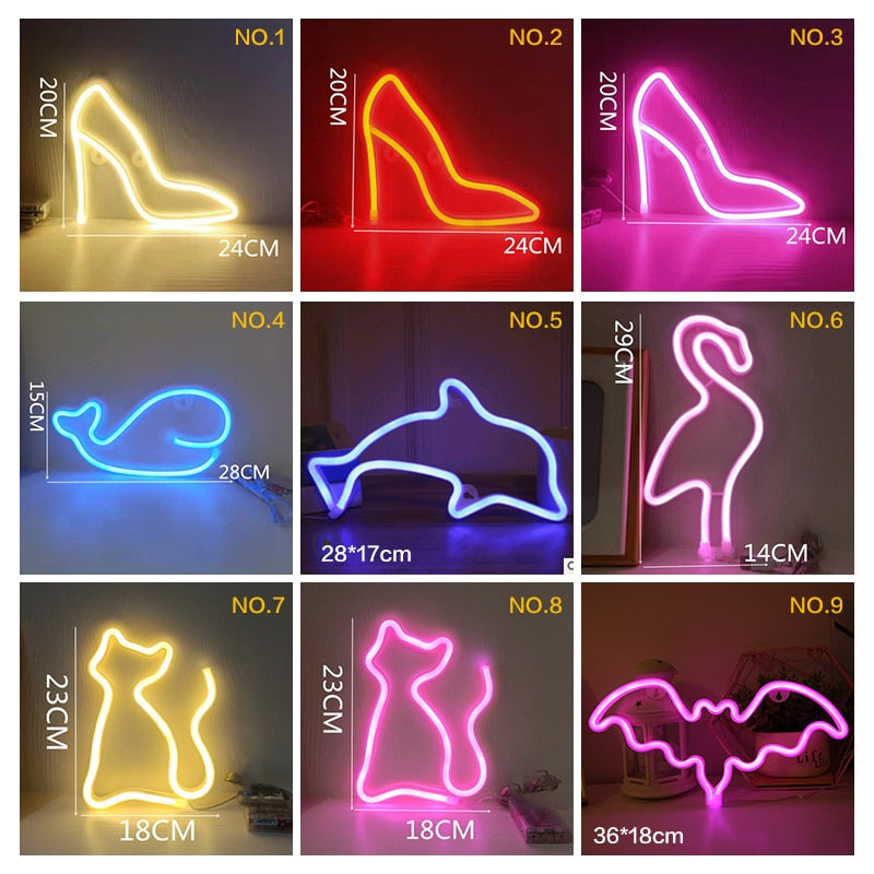 Led Neon Light Colorful Rainbow Art Sign Hanging Night Lamp For Home Party Wedding Bedroom Decoration Xmas Gift Neon Lamp