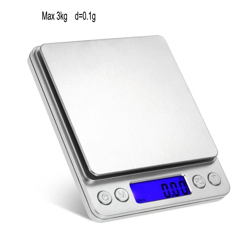 Silver Digital Scales 5kg 10kg 1g Weights Scale Stainless Steel Electronic Balance Measure Tools LED Display Kitchen Scale Libra