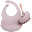 BPA Free Baby Silicone Tableware Waterproof Bib Flexible Saliva Towel Solid Color Sucker Bowl And Spoon For Children