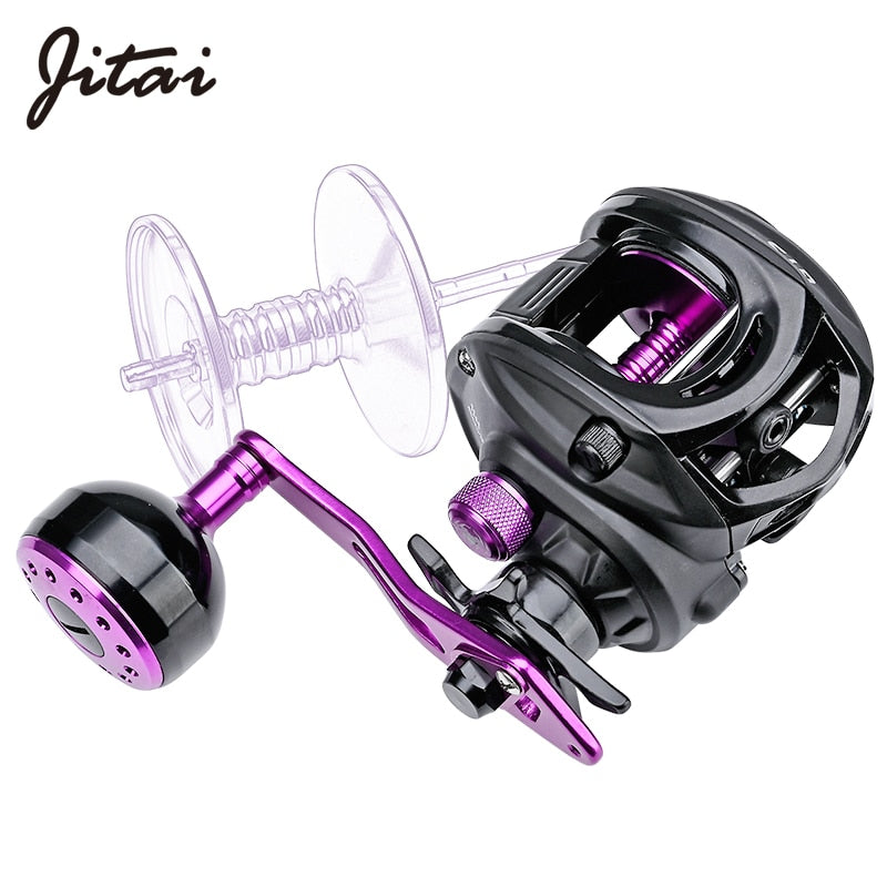 JITAI Baitcast Fishing Reel Larger Fishing Line Capacity 12BBs 7.0:1 Gear Ratio 92MM Extended Handle Knob 8KG Carbon Fiber Drag