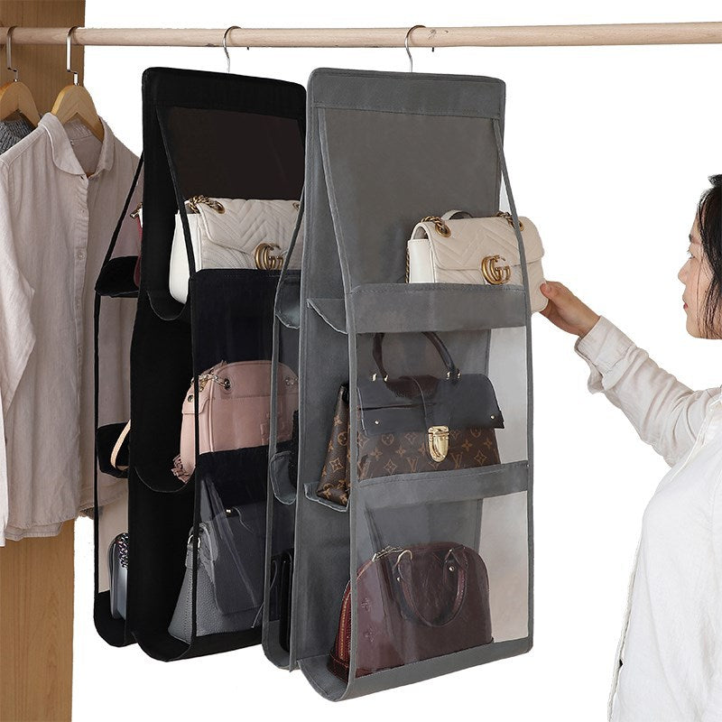 Foldable Hanging Handbag Clothes Organizer For Things Wardrobe Closet Transparent Storage Bag Handbag Shopping Bag Sundry Hanger