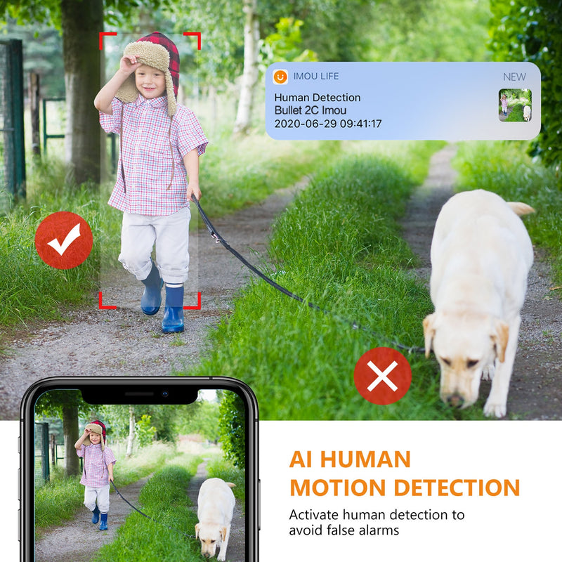 Dahua imou 4MP 2MP Bullet 2C Wifi Cámara Seguimiento automático Resistente a la intemperie AI Detección humana Cámara ip de vigilancia al aire libre