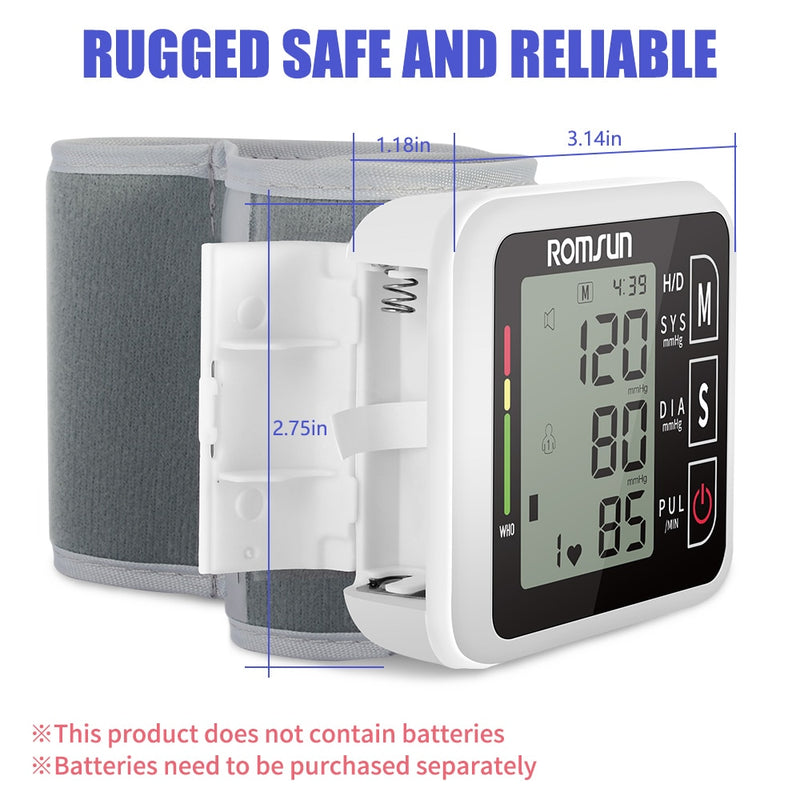 Digital Wrist Blood Pressure Monitor Electronic Automatic BP Sphygmomanometer Heart Rate Pulse Presure Meter Monitor Tonometer