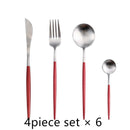 24Pcs/set Steak Knife Fork Coffee Spoon Teaspoon Gold Cutlery Kitchen Tableware Upscale Stainless Steel Western Tableware Set