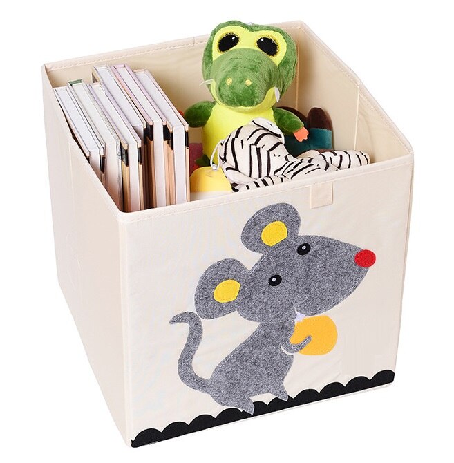 Caja de almacenamiento de cubo de animales bordado plegable de 13 pulgadas, tela Oxford, organizadores de juguetes para niños, contenedores, organizador de pecho para guardería infantil