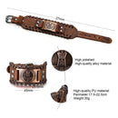 Vnox 26mm Wide Bracelets for Men Viking Icon Nordic Rune Hammer Wristband Black Brown Punk Rock Vintage Jewelry