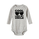 Cool Like My Uncle Baby Boys Bodysuits Autumn Long Sleeve Bodysuit  Winter Ropa  Newborn Shower Present 0-24M