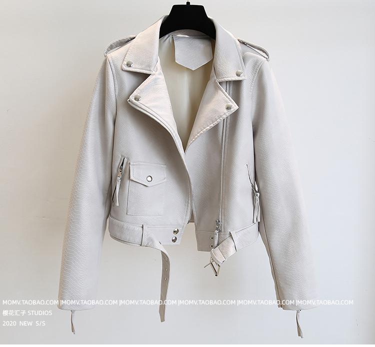 New Women Leather Coat Spring Autumn Long Sleeved With Belt Faux Leather Jacket Female Punk Outwear Ladies Biker Moto Outwear