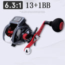 6.3:1 13+1BB Fishing Reel Left / Right Hand Low Profile Line Counter Fishing Tackle Gear with Digital Display Carretilha Pesca