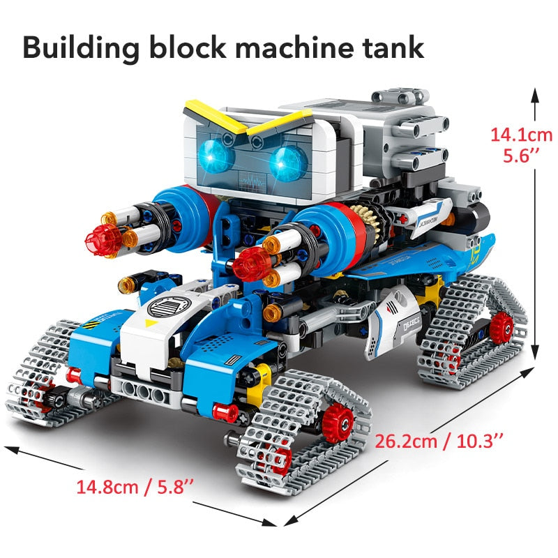 Ciudad técnica RC Robot transformación carreras coche bloques de construcción Control remoto Robot arma ladrillos juguetes para niños