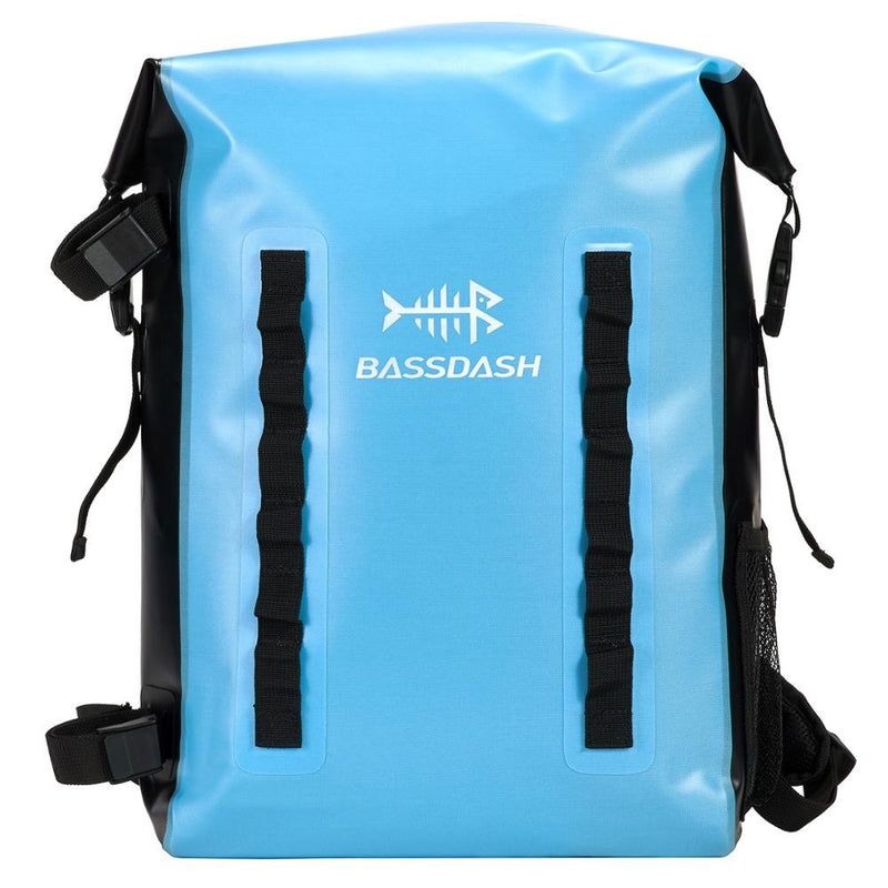 Bassdash Waterproof TPU Backpack 24L Roll-Top Dry Bag with Rod Holder for Fishing, Hiking, Camping, Kayaking, Rafting