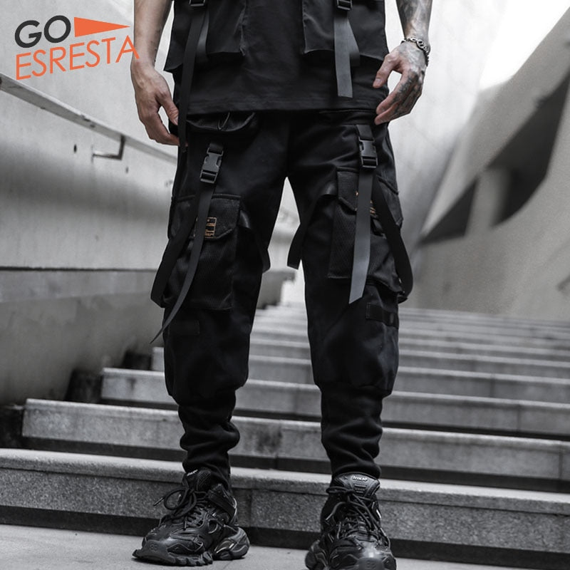 Pantalones Cargo de algodón estilo Hip Hop para hombre