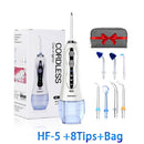 AZDENT HF-5/6 Oral Irrigator Portable Water Dental Flosser USB Rechargeable Water Jet Floss Tooth Pick 5 Jet Tip Water Tank