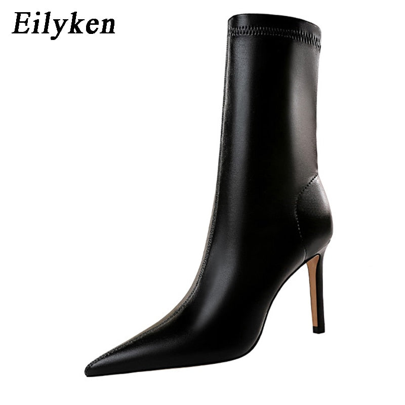 Eilyken 2023 Spring High Quality Soft PU Leather Boots Women Pointed Toe Pumps Heels Fashion Ladies Party Shoes Size 34-40