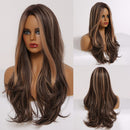 EASIHAIR Long Wavy Blonde Ombre Wigs High Density Synthetic Wigs for Women Cosplay Wigs Brown Heat Resistant Natural Hair Wig