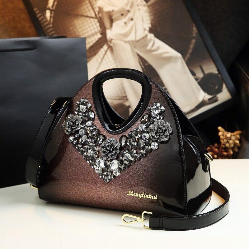 Luxus Mode Diamant Frauen Handtasche Weibliche Knödel Tasche Echtes Leder Tote Bag Damen Neue Party Schulter Messenger Bags