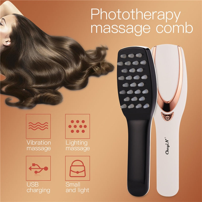 CkeyiN 3-in-1-Laser, elektrisch, kabellos, Infrarotstrahl, Massagekamm, Haarwachstum, Vibrationsmassagegerät, Anti-Haarausfall, Kopfpflegebürste