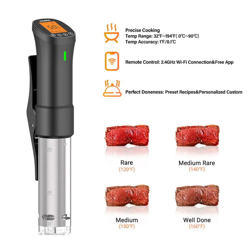 INKBIRD ISV-200W Wi-Fi Culinary Sous Vide Precision Cooker Slow Cook with 1000W Immersion Circulator&amp;Stainless Steel Components