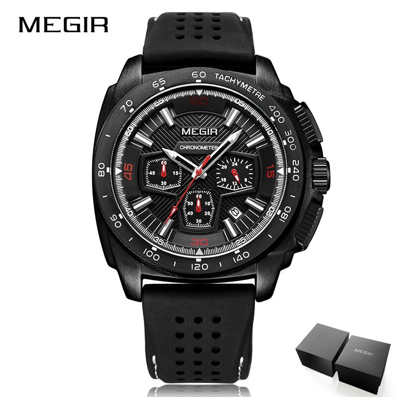 MEGIR Chronograph Herren Armee Militär Sportuhren Mode Lässig Silikonband Quarz Armbanduhr Uhr Relogio Masculino