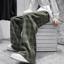 Autumn Corduroy Pants Men Fashion Retro Casual Plaid Pants Men Streetwear Hip Hop Loose Straight Trousers Male Large Size S-5XL