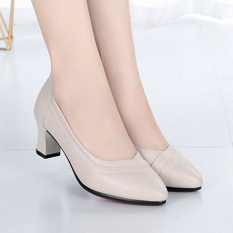 Summer Women Office Dress Heels Lady Kitten Nude Short 6cm Woman Heel Ladies Pumps Shoes Elegant Pump Black Beige Pointed Toe