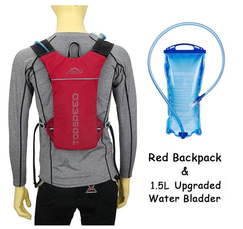 Ultra Lightweight Trail Running Backpack Outdoor Sport Cycling Hydration Vest Pack Rucksack Bag 1.5L Water Bag Bladder