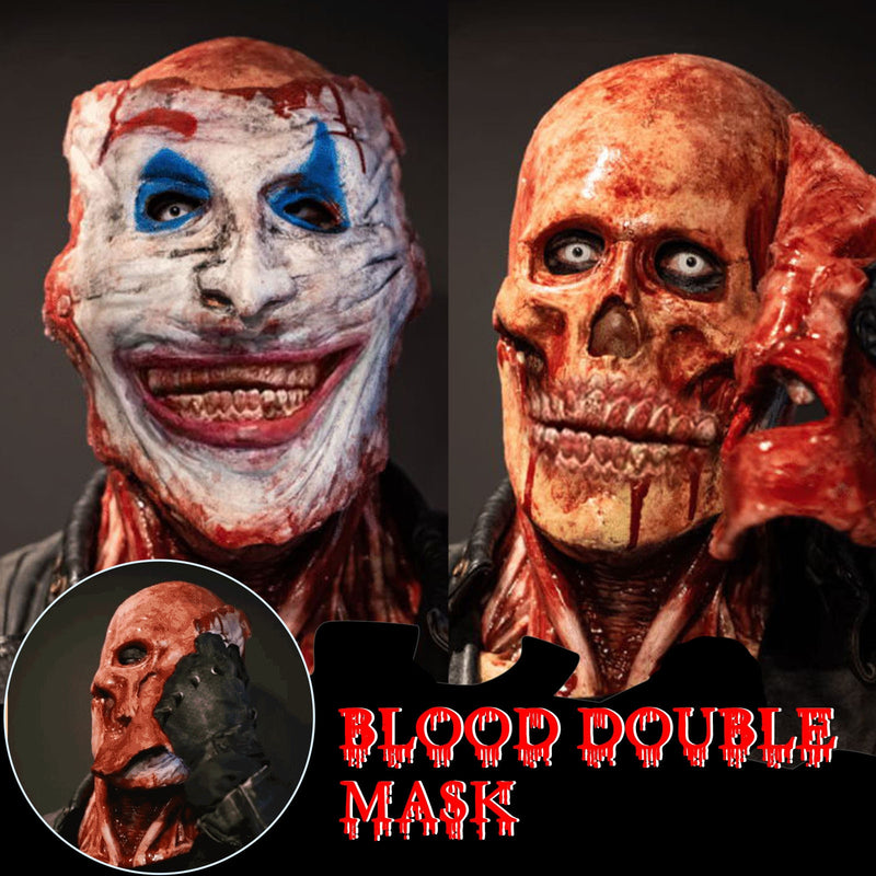 2022 Cosplay Mask Bloody Horror Skull Head Cover Halloween Double-layer Ripped Mask Face mask anonymous mask
