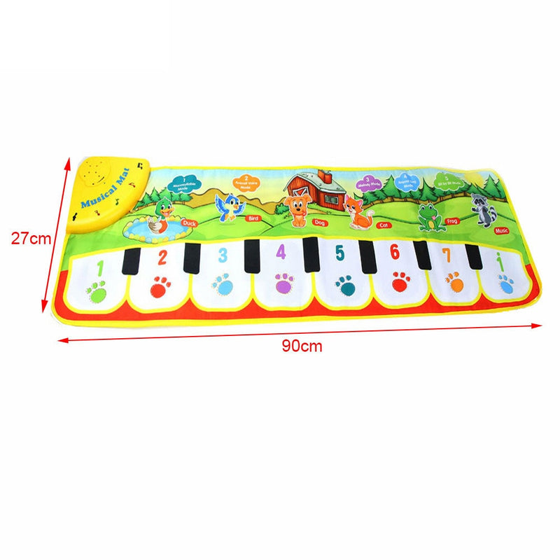 90x27cm Baby Musical Play Mat Animals Sound 8 Instruments Tone Adjustable Piano Keyboard Educational Toys for Children Kids Gift