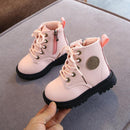 2022 Autumn/Winter Children Boots Boys Girls Leather Snow Boots Plush Fashion Waterproof Non-slip Warm Kids Boots Shoes 21-30