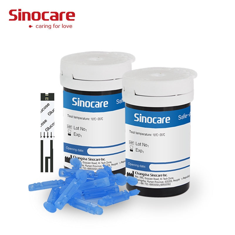 (50pcs/100pcs/200pcs/400pcs) Sinocare Safe-Accu Blood Glucose Test Strips and Lancets for Diabetes Tester