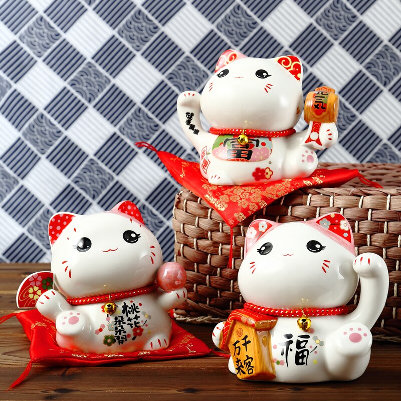 6 Zoll Keramik Maneki Neko Spardose Glückskatze Ornament Home Decor Geschenk Feng Shui Glückskatze Sparschwein