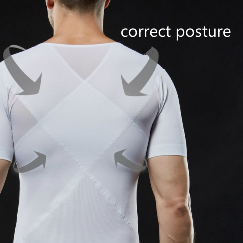 Männer, die Former-Haltungs-Oberseiten-männlichen Bauch-Bauch-Korrektur-Kompressions-Bodybuilding-Brust-Bauch-Hemd abnehmen