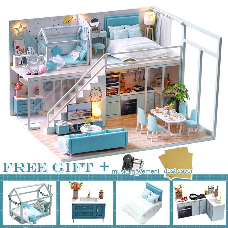 Cutebee Modular House Accessories DIY Miniature Dollhouse Furniture Small Doll Hous Mini Apartment Gift for Friend Children