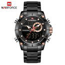 NAVIFORCE Sport Men Watches Fashion Nice Digital Quartz Wrist Watch Steel Waterproof Dual Display Date Clock Relogio Masculino