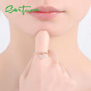 SANTUZZA Silver Ring For Women 925 Sterling Silver Heart Female Rings Rose Gold Color Cubic Zirconia Ring Set  Fashion Jewelry