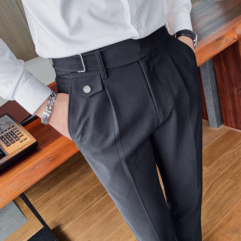 Pantalon Homme Britischer Stil Business Formelle Kleidung Anzughose Herrenbekleidung Solide Slim Fit Lässige Büro Gerade Hose 5 Farben