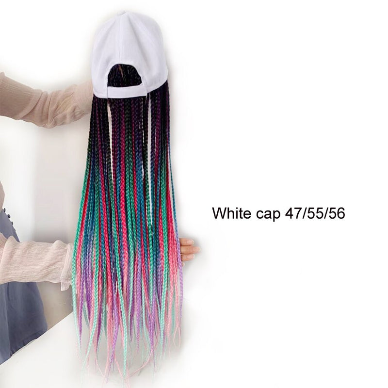 Box Braids Baseball Cap Wig 24inch Long Synthetic Braid Wigs Hat with Braiding Hair Extensions For Black Women Adjustable Size