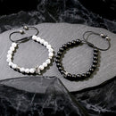 Fashion Turquoises Beads Yoga Bracelet Classic Silver Color CZ Crown Lovers Distance Couple Bracelets Friendship Jewelry