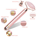 2 in 1 Electric Jade Roller Natural Rose Quartz Vibrating Massager Face Lift Slimming Wrinkle Removal Skin Tightening