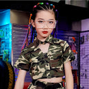 New Hip Hop Girls Clothes Short Sleeve Camouflage Suit Hiphop Pants Boys Street Dancewear Camp Military Training Clothing BL4410
