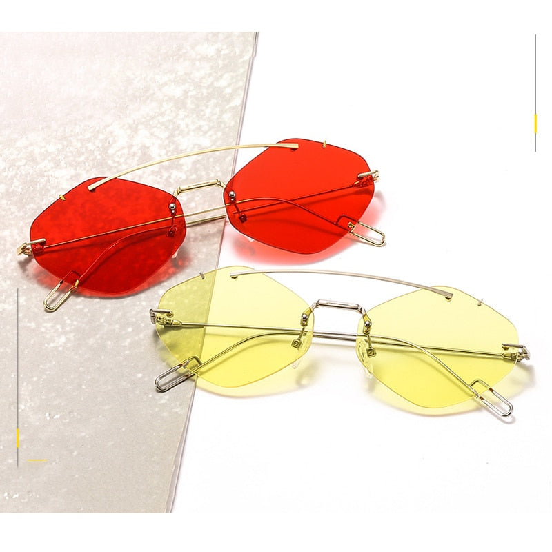 OEC CPO Ladies Rimless Polygon Sunglasses Women Brand Designer Trendy Gradient Sunglasses Female Candy Glasses UV400 O225