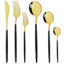 36Pcs/Set Red Gold Cutlery Set Stainless Steel Dinnerware Set Knife Fork Coffee Spoon Tableware Set Kitchen Dinner Tableware Set