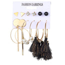 Conjunto de pendientes colgantes Vintage para mujer, pendientes largos de aleación de perlas con borlas acrílicas bohemias, joyería geométrica, regalo de fiesta 2020