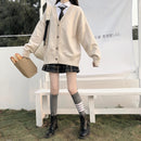 Japanese fashion College jk Loose V-neck Cardigan 2022 New Sweater Female Outer Wear JK Sweater Coat japanese school uniform