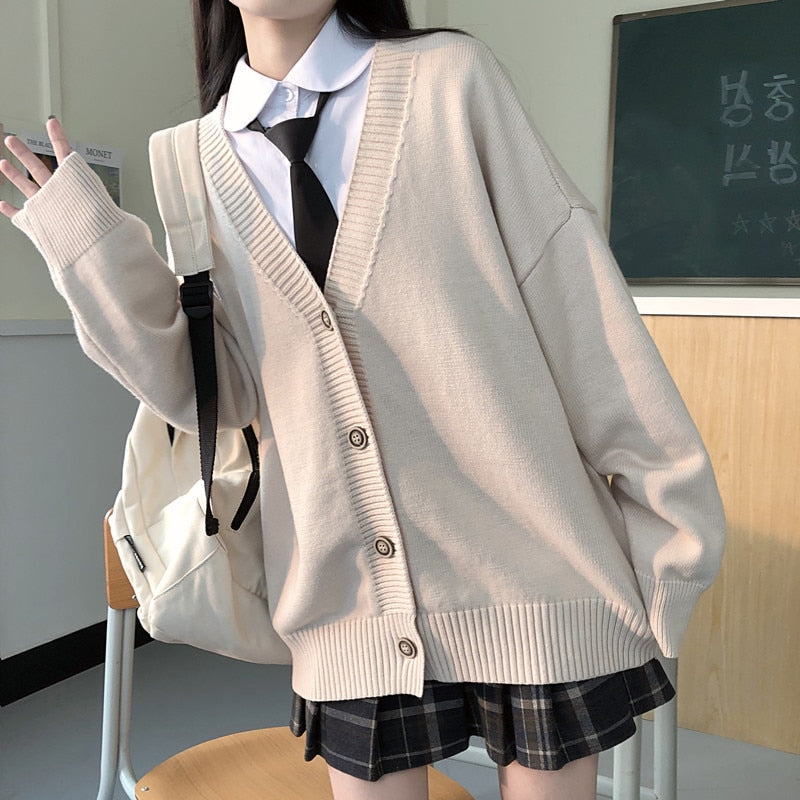 Moda japonesa College jk cárdigan holgado con cuello en V 2022 nuevo suéter femenino ropa exterior JK suéter abrigo uniforme escolar japonés