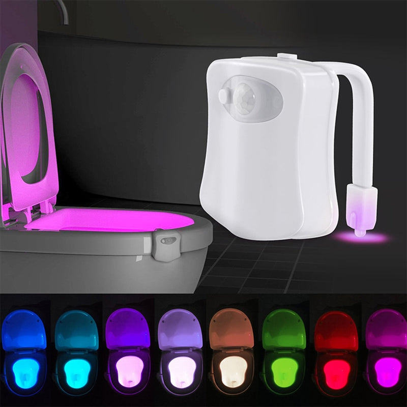 Sensor de movimiento PIR inteligente, luz nocturna para asiento de inodoro, 8 colores, resistente al agua, retroiluminación, inodoro, lámpara LED Luminaria, luz de WC para el hogar