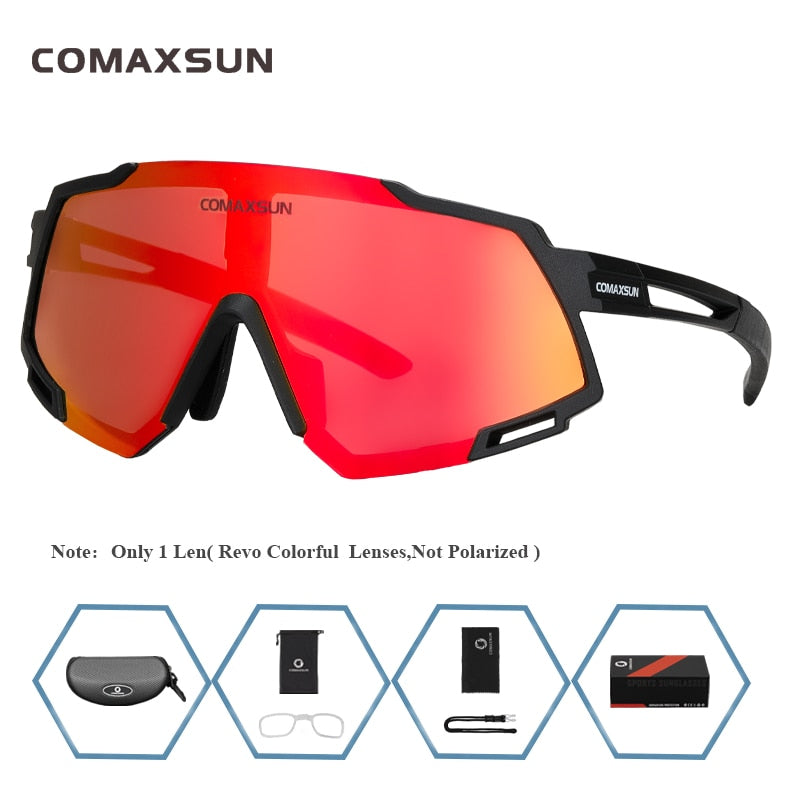 COMAXSUN Professional Polarized 5 Len Cycling Glasses MTB Road Bike Sport Mirror Sunglasses Riding Eyewear UV400 Bicycle Goggles