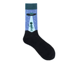 Feliz divertido Unisex pintura UFO astronauta espacio exterior cohete Star War hombres tripulación calcetines Streetwear algodón hombre monopatín vestido
