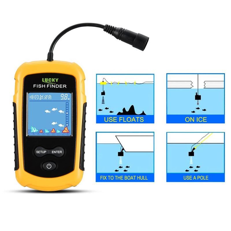 FFC1108-1 alarma 100M Sonar portátil buscador de peces señuelo de pesca ecosonda buscador de pesca alarma transductor lago mar pesca